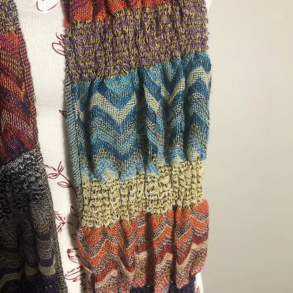 🧶 Textured Chevron Stripe Scarf with Fringe | Cozy & Artful Layers